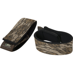 Close-up of Ankle Garters made of stretch neoprene with hook and loop fasteners, designed to prevent pants from riding up inside waders or boots.