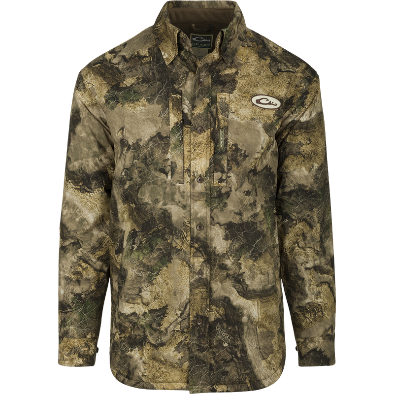 MST Fleece-Lined Guardian Flex Jac-Shirt: A camouflage jac-shirt with plenty of pocket storage for calls, phones, and essentials. Waterproof and breathable fabric with insulated fleece lining for extra comfort and mobility.