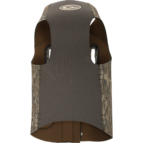 Close-up of the Drake Neoprene Dog Vest, showing detailed stitching and built-in assist handles for customizable fit and protection for sporting dogs.