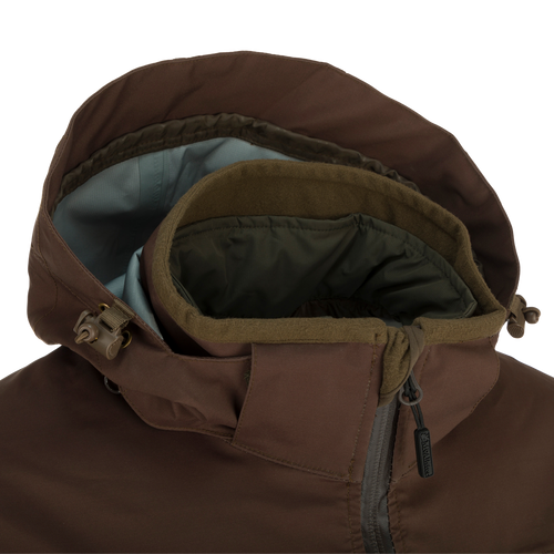 McAlister G3 Flex 3-in-1 Waterfowler's Jacket: Versatile brown jacket with zipper, perfect for hunting in various weather conditions.