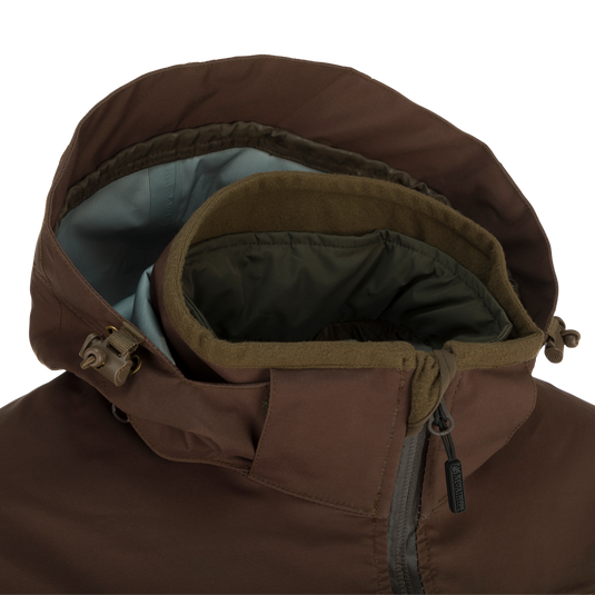 McAlister G3 Flex 3-in-1 Waterfowler's Jacket: Versatile brown jacket with zipper, perfect for hunting in various weather conditions.
