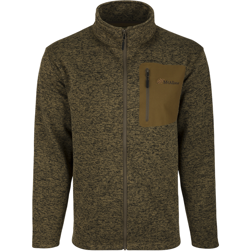 McAlister Full Zip Sweater Fleece Jacket: A polyester jacket with a zipper, chest pocket, and lower slash pockets.