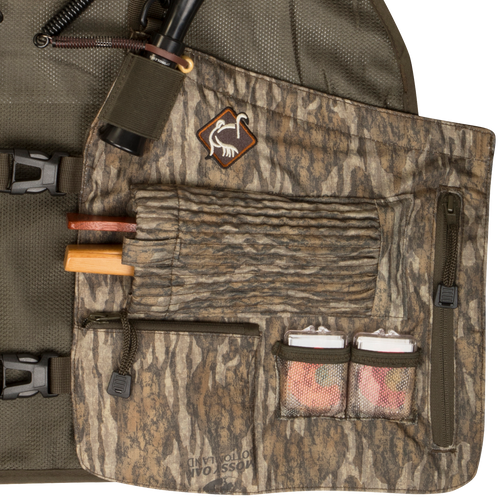 Time & Motion™ Easy-Rider Turkey Vest: Camouflage vest with scope and stick. Lightweight and functional. T-Beam back pad for comfort. Magnattach padded rear seat cushion. Adjustable straps for all sizes. External call pouch, striker sleeves, and more. 2 lbs. 10 oz.