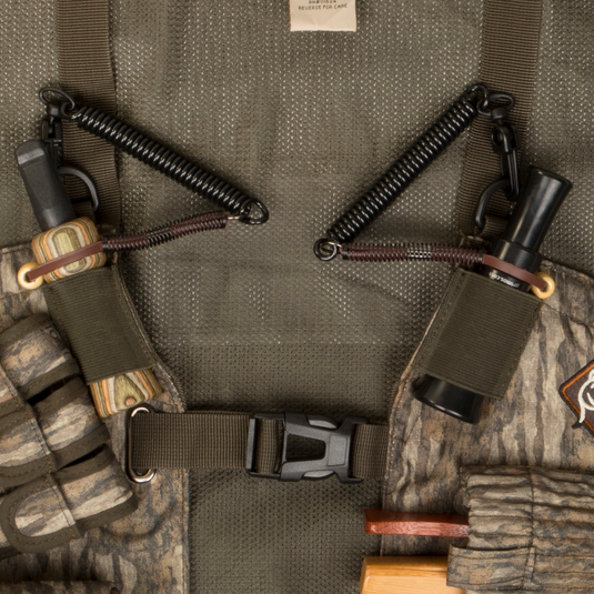 Time & Motion™ Easy-Rider Turkey Vest: Lightweight, functional vest with T-Beam back pad, Magnattach padded seat cushion, adjustable straps, and various storage pockets.