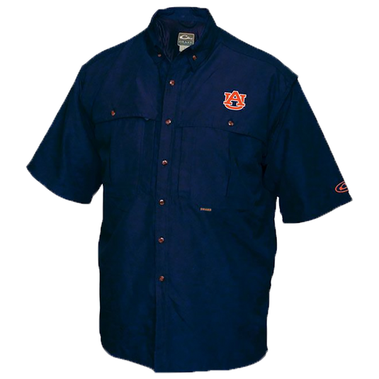 Auburn Wingshooter's Shirt Short Sleeve - A breathable, quick-drying shirt with front and back ventilation. Features oversized chest pockets, Magnattach™ pocket, and zippered vertical pocket. Perfect for Game Day.